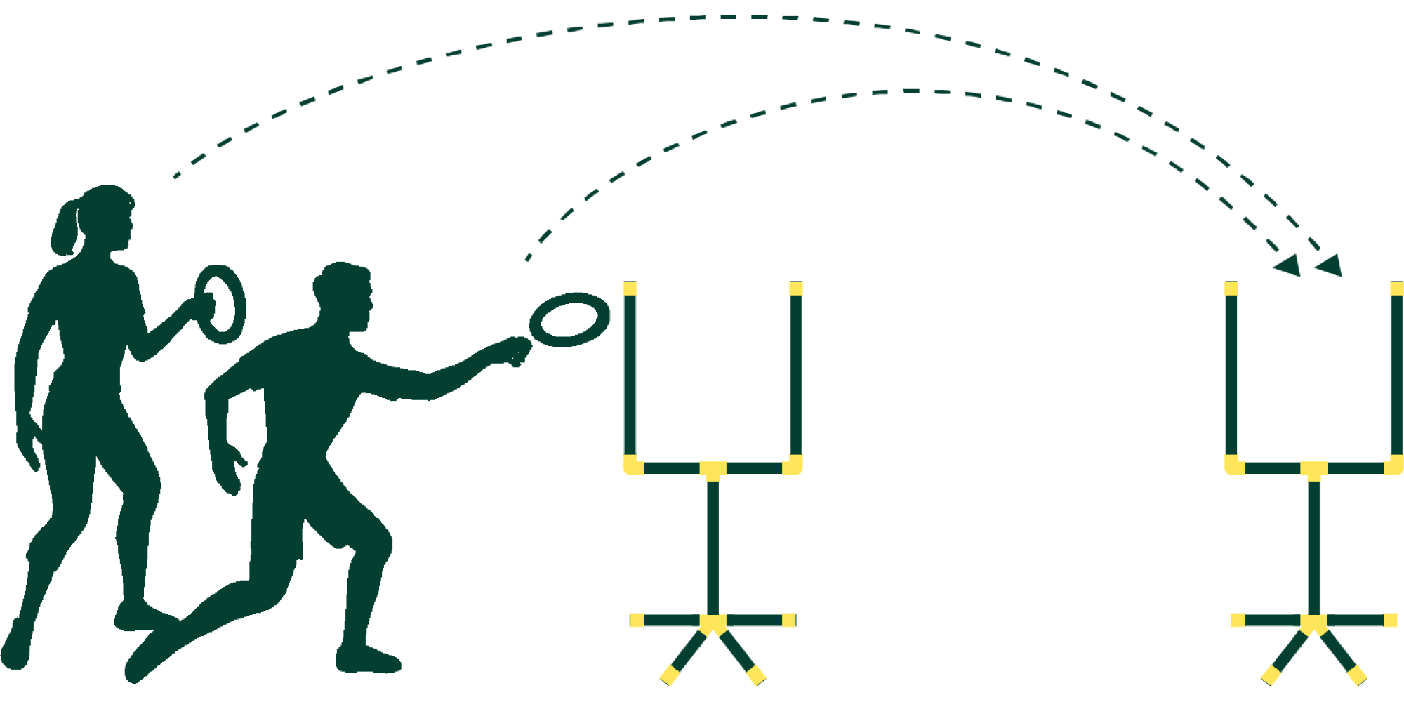 Diagram of two players standing behind one post